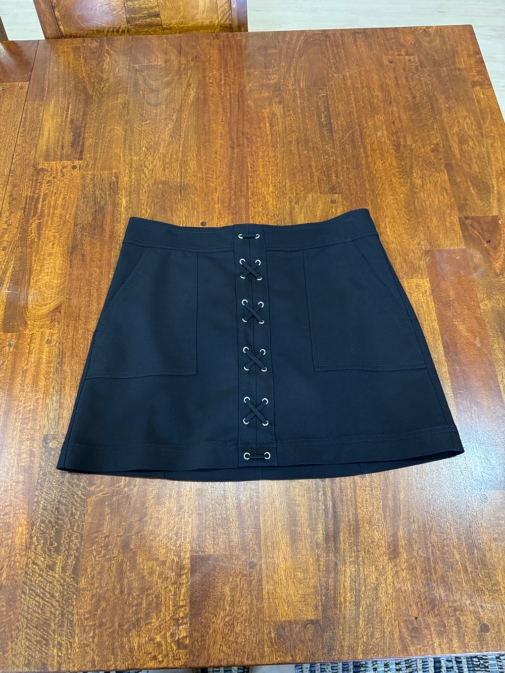 Express Black Lace-Up Mini Skirt